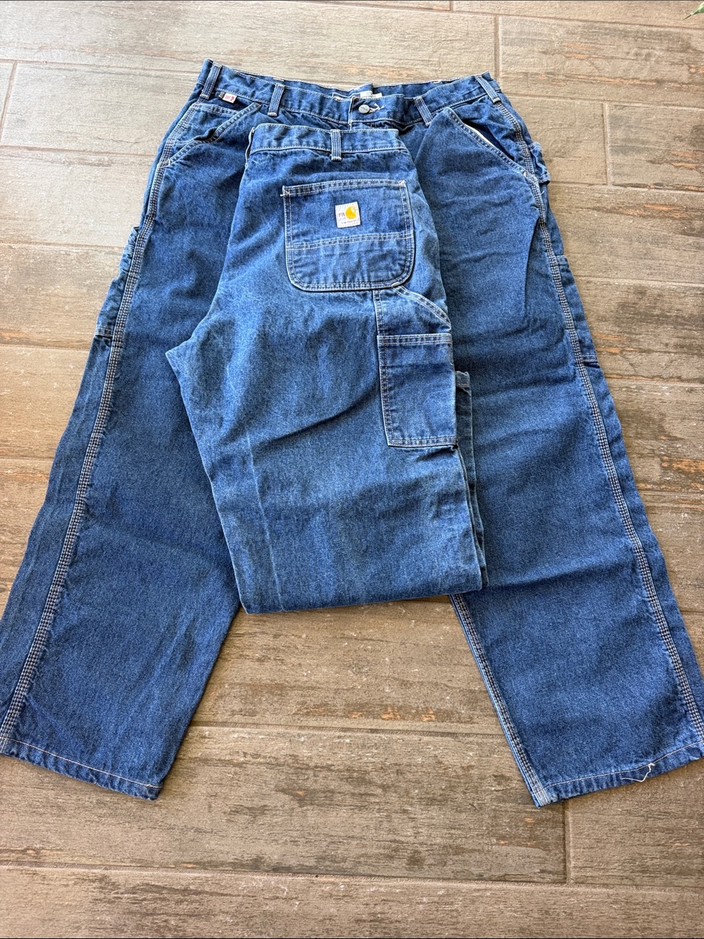 FR Carhartt Men’s Blue Relaxed Fit Carpenter Jeans lot of 2